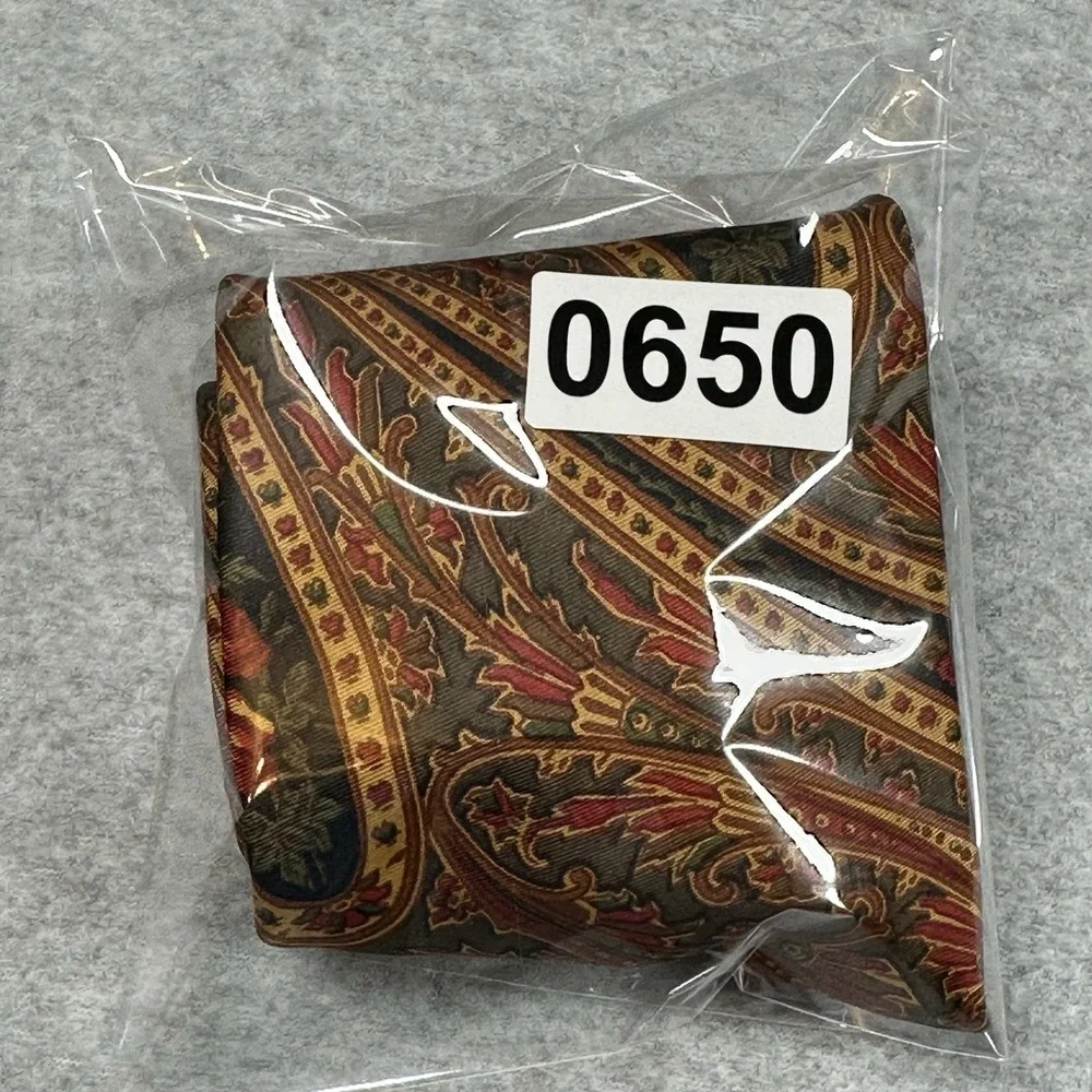 Vintage Michelsons of London Pure Silk Paisley Tie Made in England Brown Gold